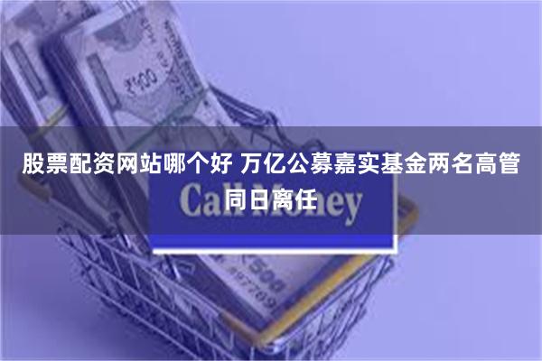 股票配资网站哪个好 万亿公募嘉实基金两名高管同日离任