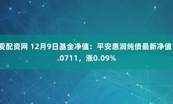 爱配资网 12月9日基金净值：平安惠润纯债最新净值1.0711，涨0.09%