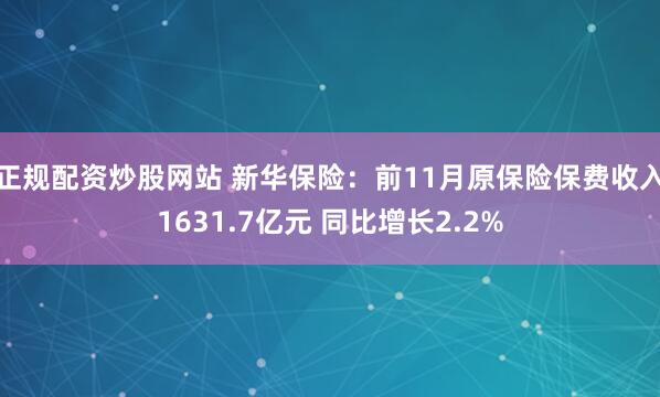 正规配资炒股网站 新华保险：前11月原保险保费收入1631.7亿元 同比增长2.2%