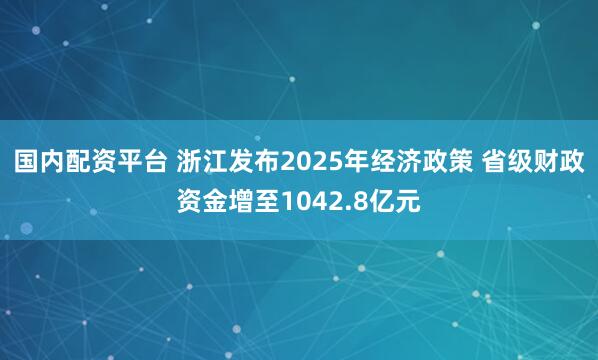 国内配资平台 浙江发布2025年经济政策 省级财政资金增至1042.8亿元